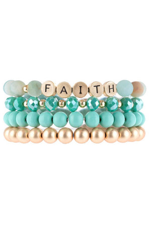 Hdb3025 - "Faith" Natural Stone Bead Bracelet