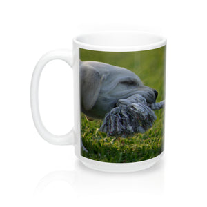 Puppy tug of war  Wraparound cute  Mugs