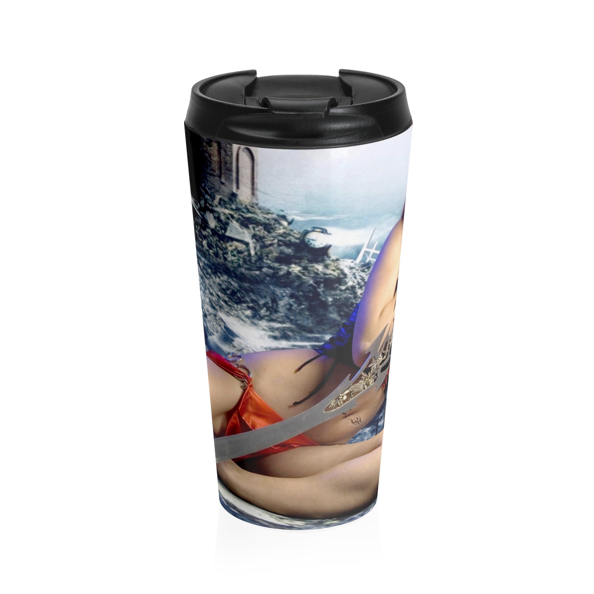 Sword Warrior Girl Stainless Steel Travel Mug