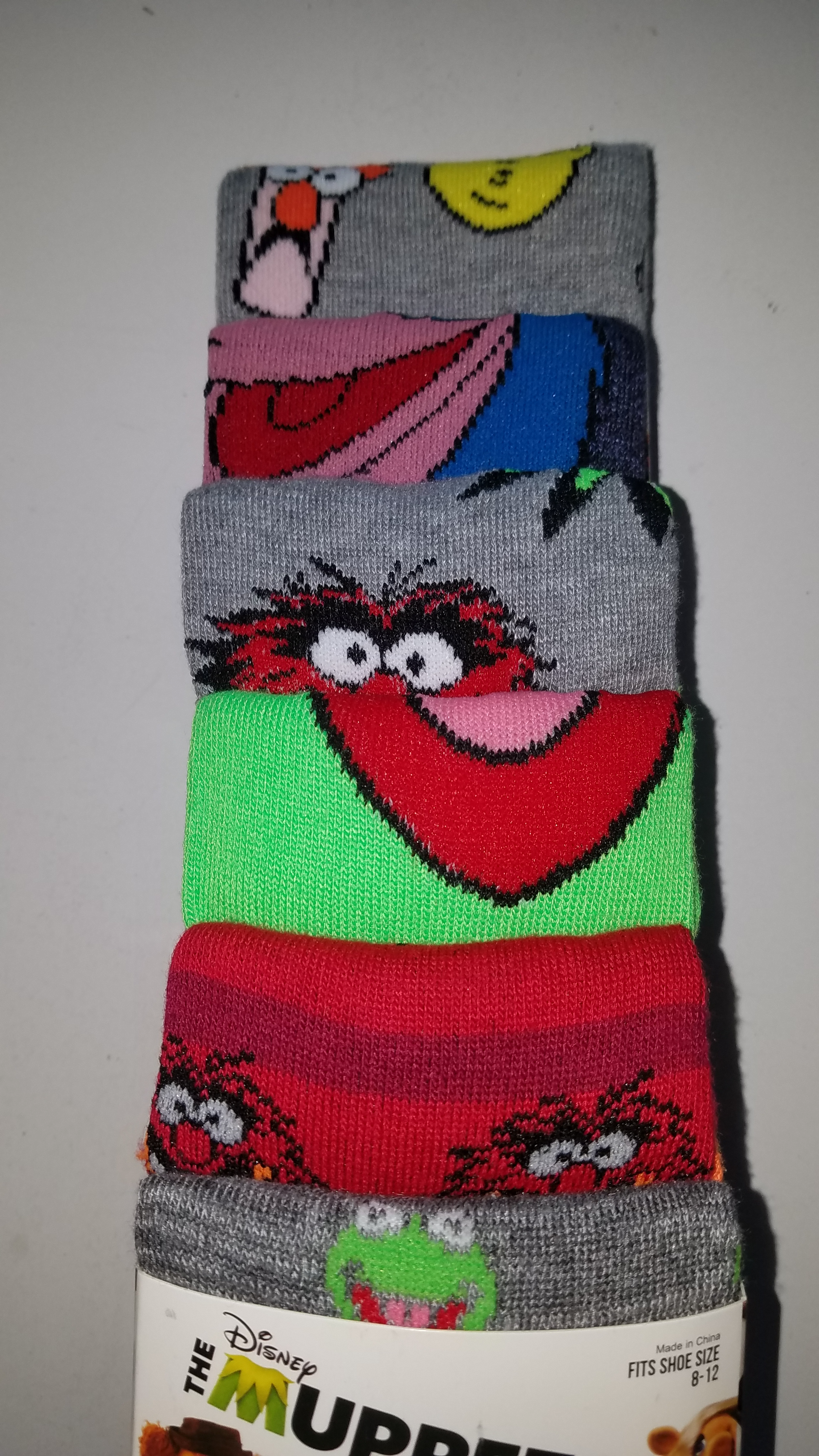 disney the muppets mens casual crew socks fits shoe sizes 8 12 six pairs new