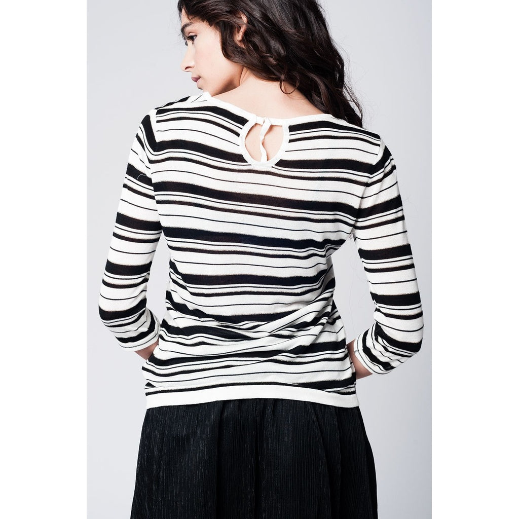 Black striped knit sweater