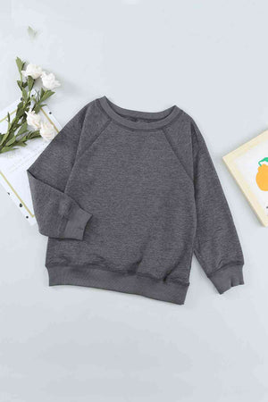 Girls Raglan Sleeve Ribbed Trim Sweatshirt