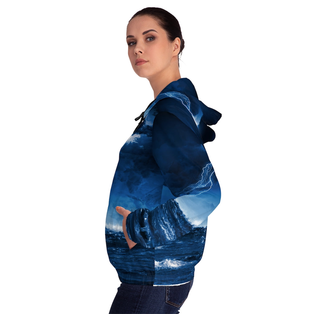 Stormy night at sea Women’s Full-Zip Hoodie (AOP)