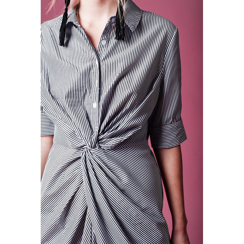 Black stripe shirt dress