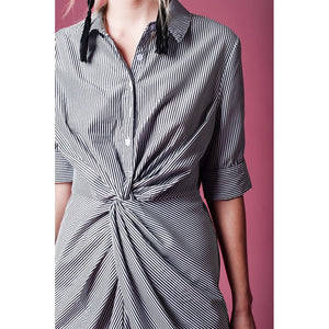 Black stripe shirt dress