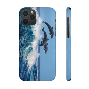 Dolphins jumping wave Case Mate Slim Phone Cases
