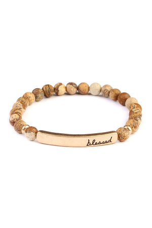 "Blessed" Bar Natural Stone Bracelet