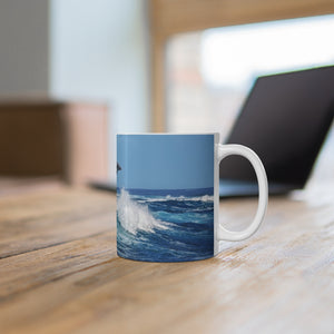 Dolphins jumping waves Ceramic Mug 11oz