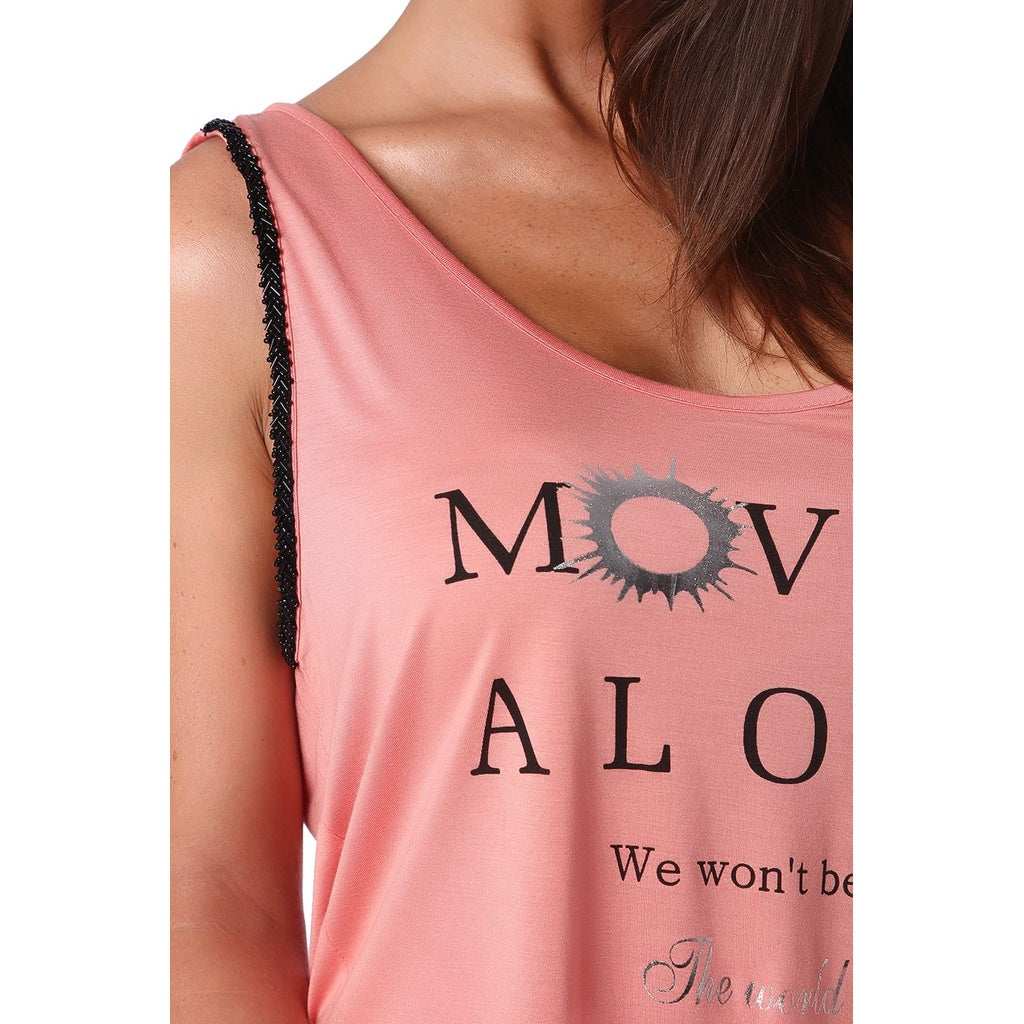Coral logo tank top with center split