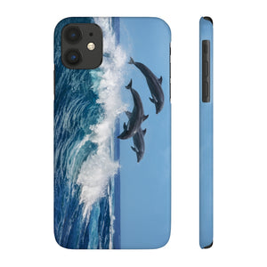 Dolphins jumping wave Case Mate Slim Phone Cases