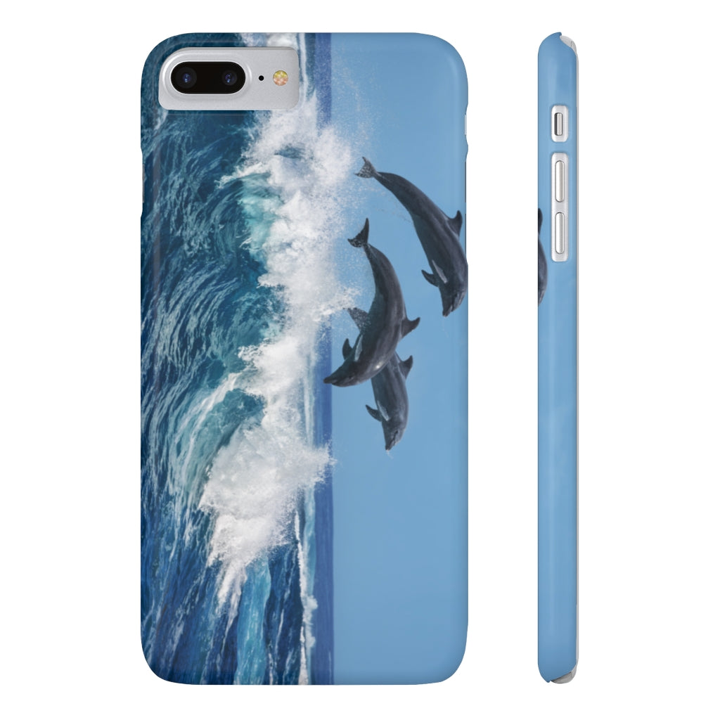 Dolphins jumping wave Case Mate Slim Phone Cases