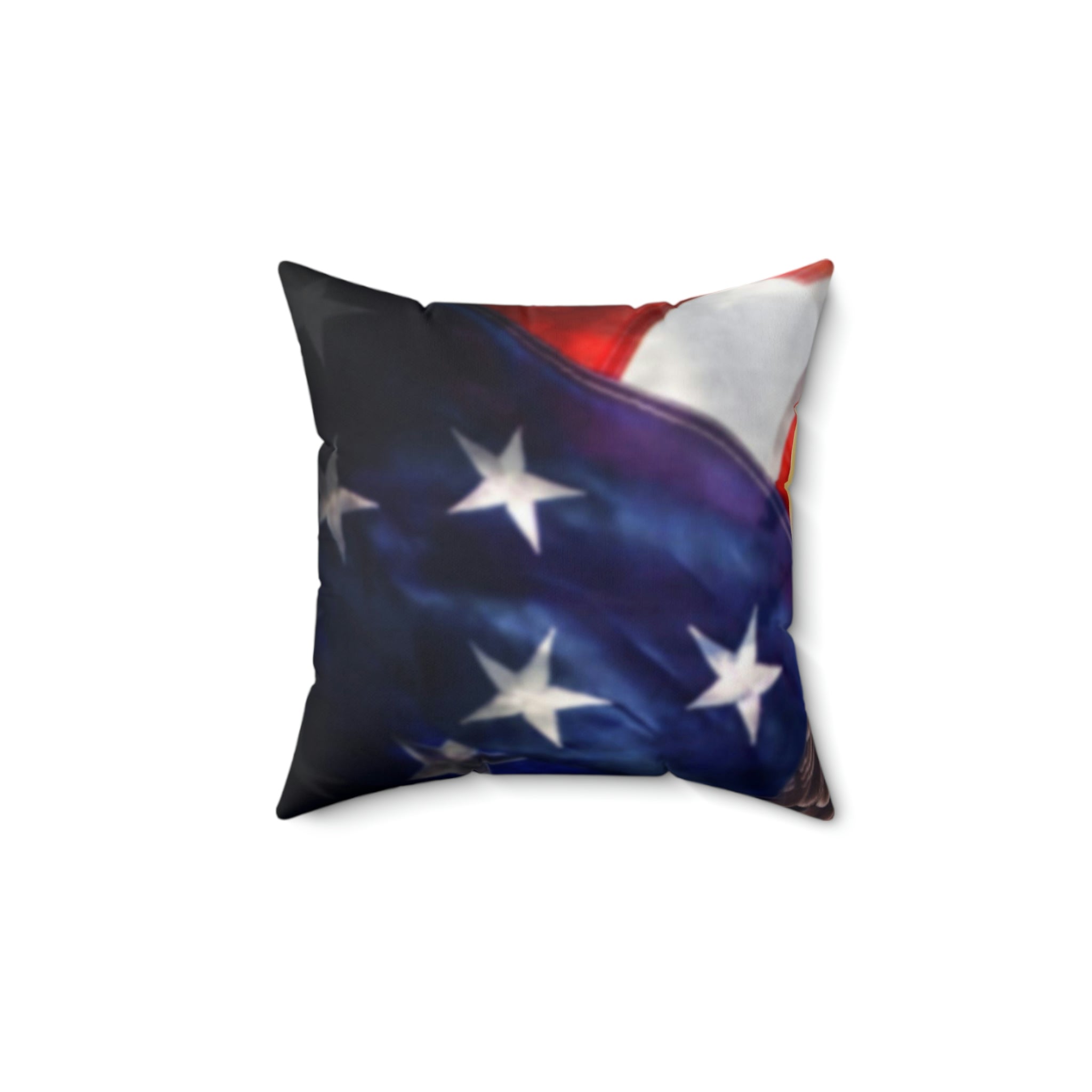 Bald eagle with American flag Faux Suede Square Pillow