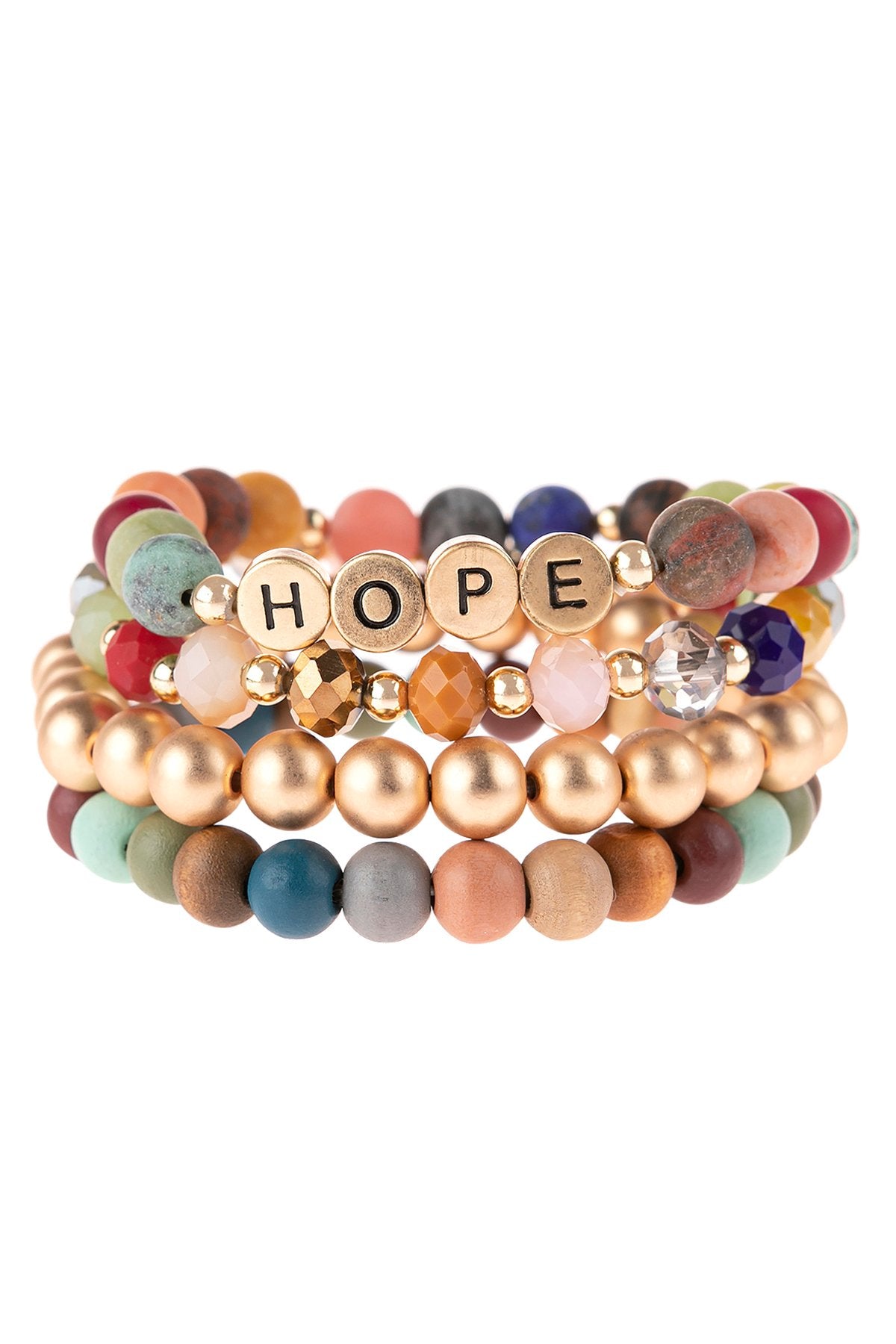 Hdb3024 - "Hope" Charm Multiline Beaded Bracelet