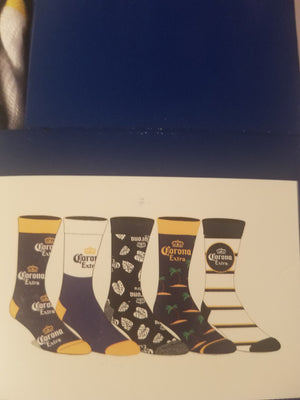 Corona Extra beer Mens casual crew socks 5 pair shoe size 8 12 new in package