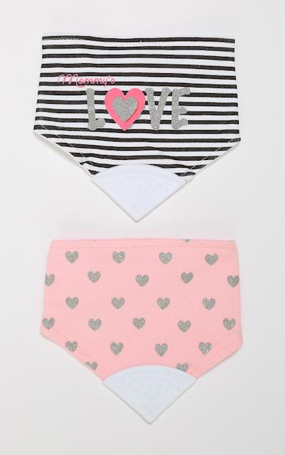 "Mommy's Love" 2-Pack Baby Teether Bib Set