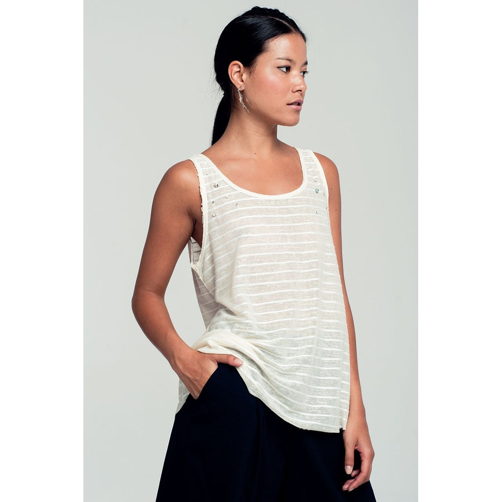 Striped tank top in yellow