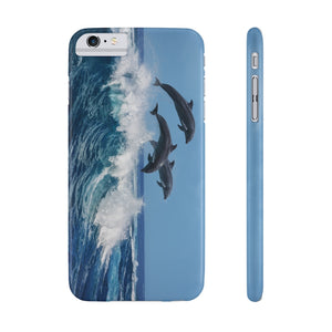 Dolphins jumping wave Case Mate Slim Phone Cases