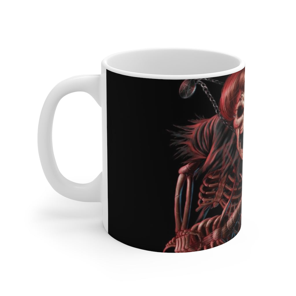 Skull rocker horror White Ceramic Mug