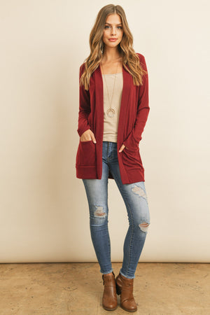 Hacci Brushed Open Front Cardigan