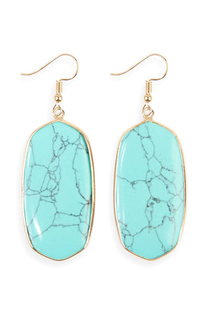 Hde1815 - Natural Oval Stone Earrings