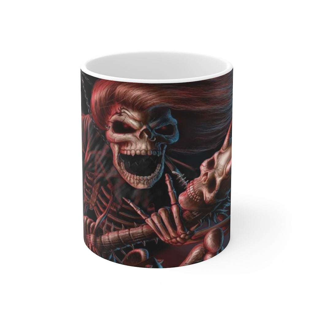 Skull rocker horror White Ceramic Mug