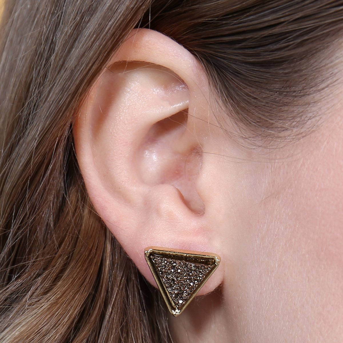 Fe1920 - Druzy Triangle Post Earrings