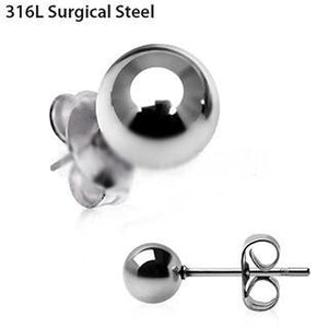 Pair of 316L Stainless Surgical Steel Ball Stud Earrings