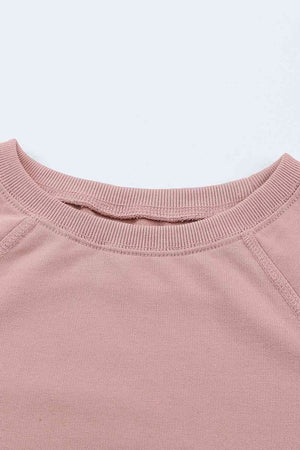 Girls Raglan Sleeve Ribbed Trim Sweatshirt