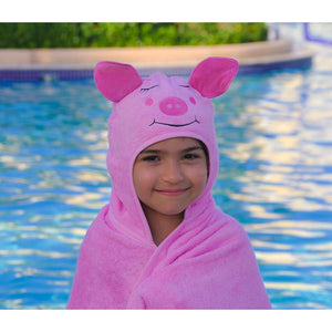 Bamboo rayon Piggy Hooded Turkish Towel: Little Kid