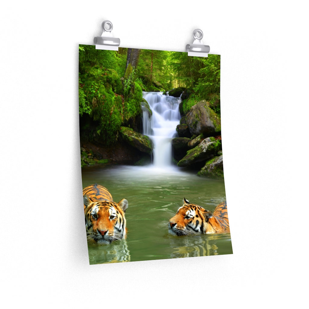 tiger bath time wildlife Premium Matte vertical posters