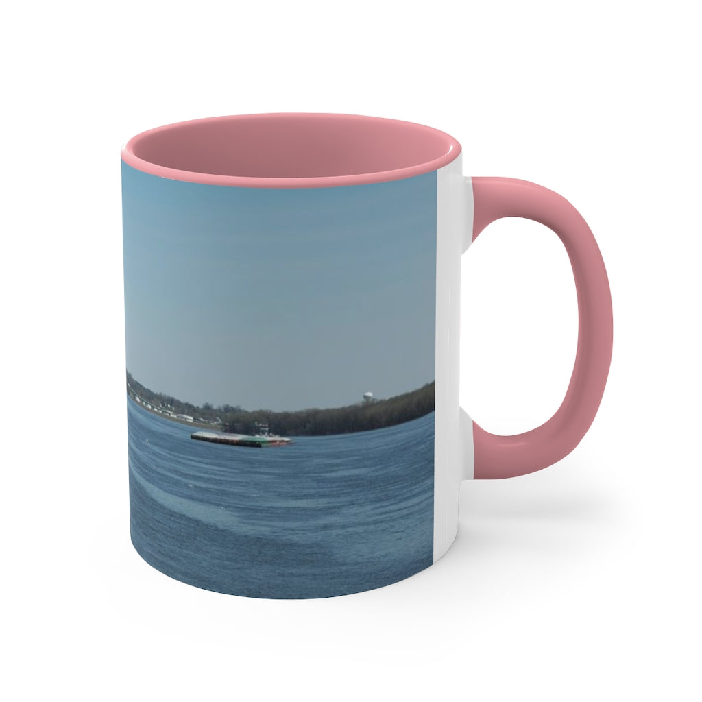 Riverfront with lighthouse Accent Coffee Mug, 11oz the sample shop