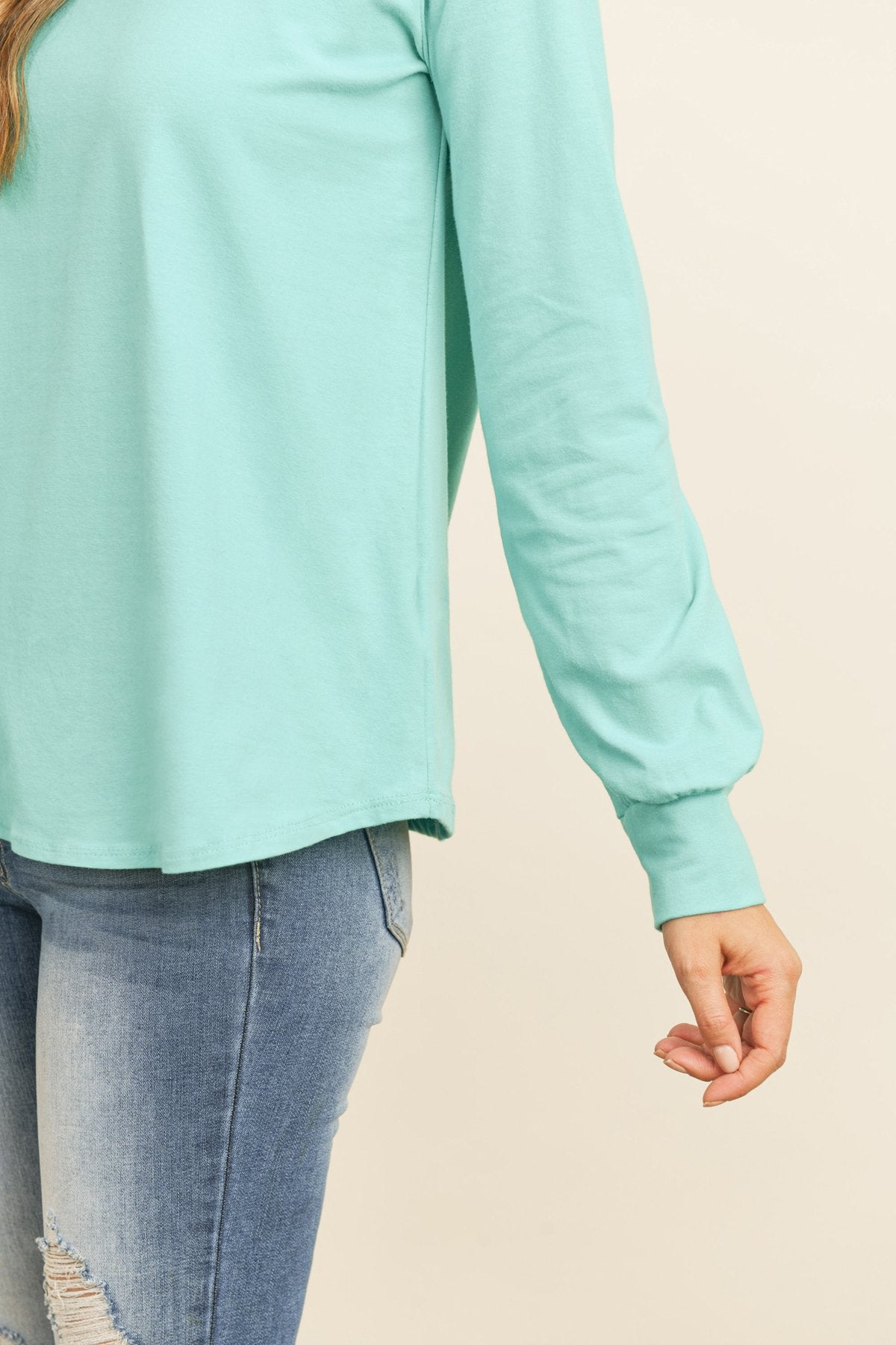 Long Sleeve Round Neck Solid Top