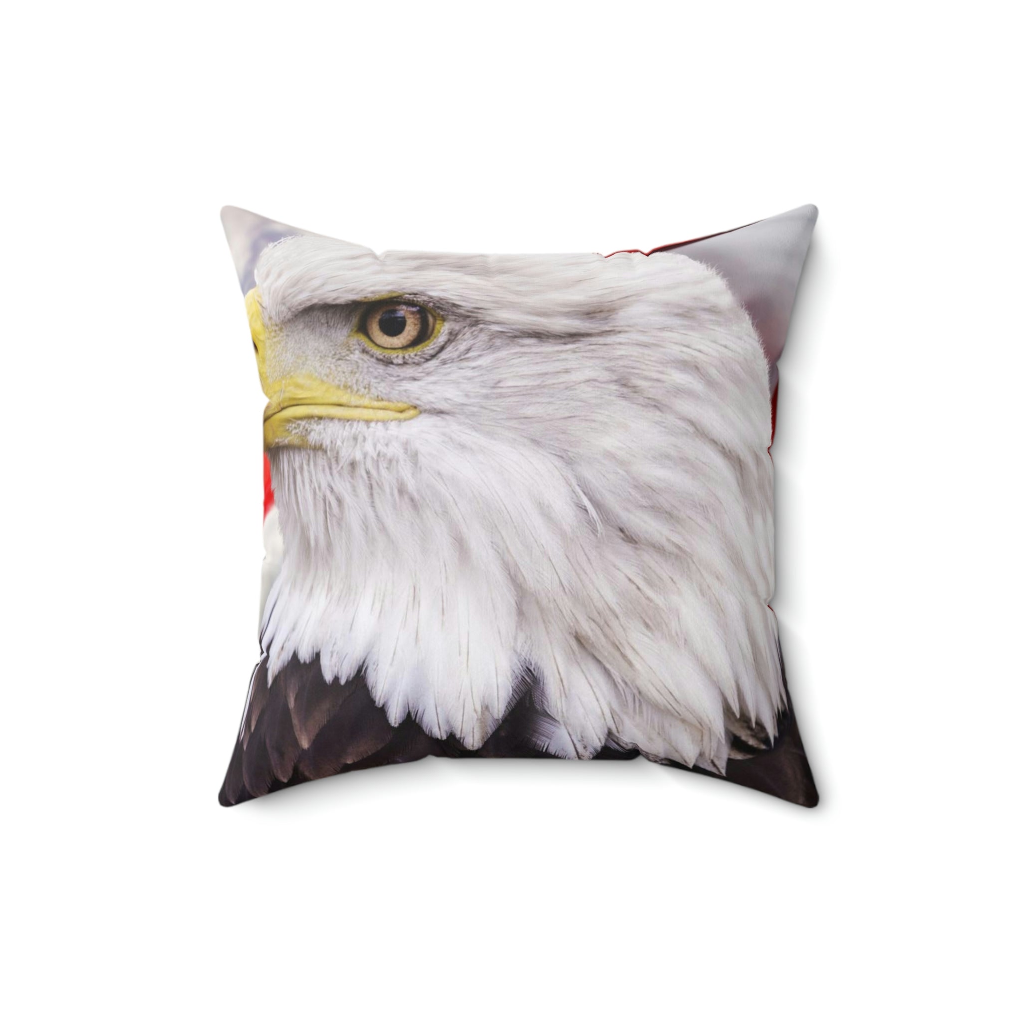 Bald eagle with American flag Faux Suede Square Pillow