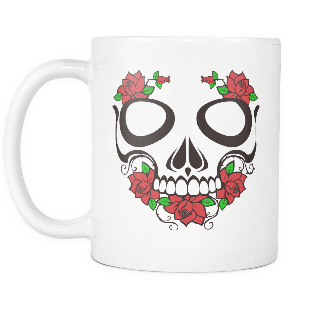 Skull and Roses Double sided 11 ounce coffee mug