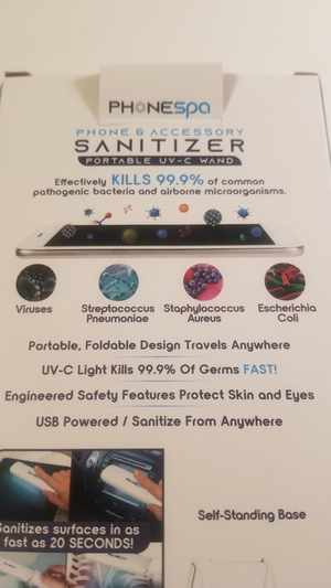 Phone & Accessory Sanitizer Portable UV-C Wand Rechargeable Fast Foldable New