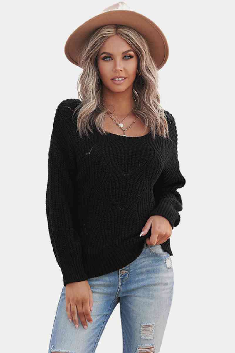 Scoop Neck Drop Shoulder Sweater