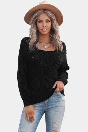 Scoop Neck Drop Shoulder Sweater