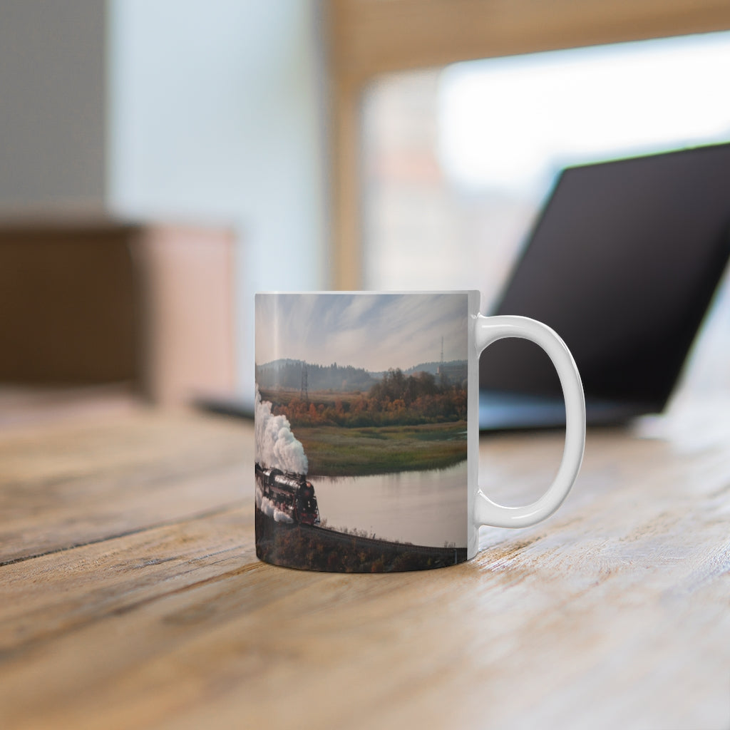 Railroad train by the water Ceramic Mug 11oz