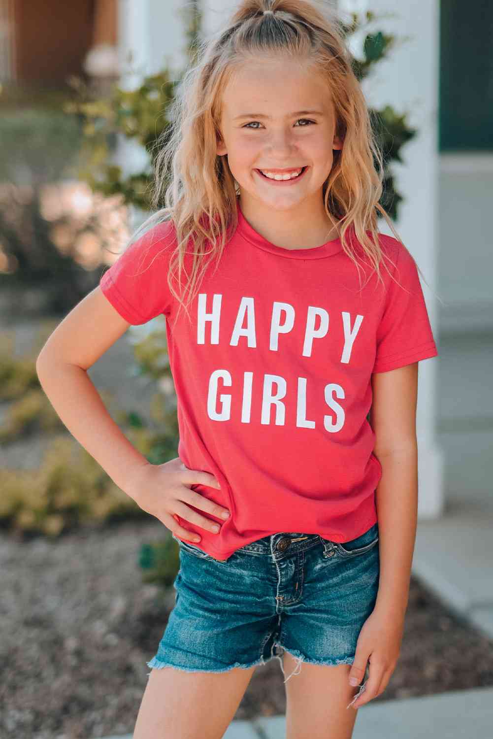 Girls Letter Graphic Short Sleeve T-Shirt