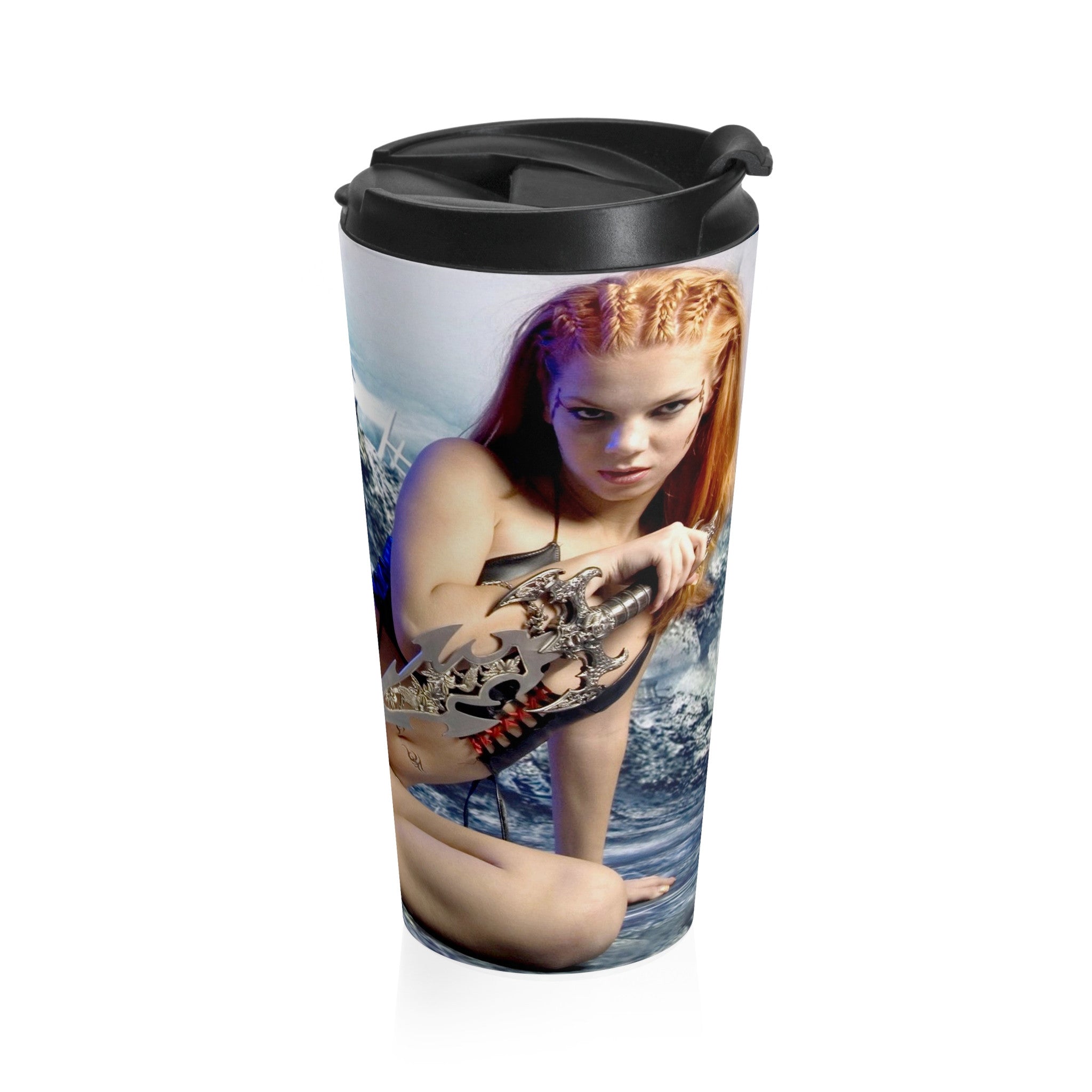 Sword Warrior Girl Stainless Steel Travel Mug