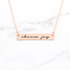 Choose Joy Bar Necklace, a Personalized Hand Stamped Necklace