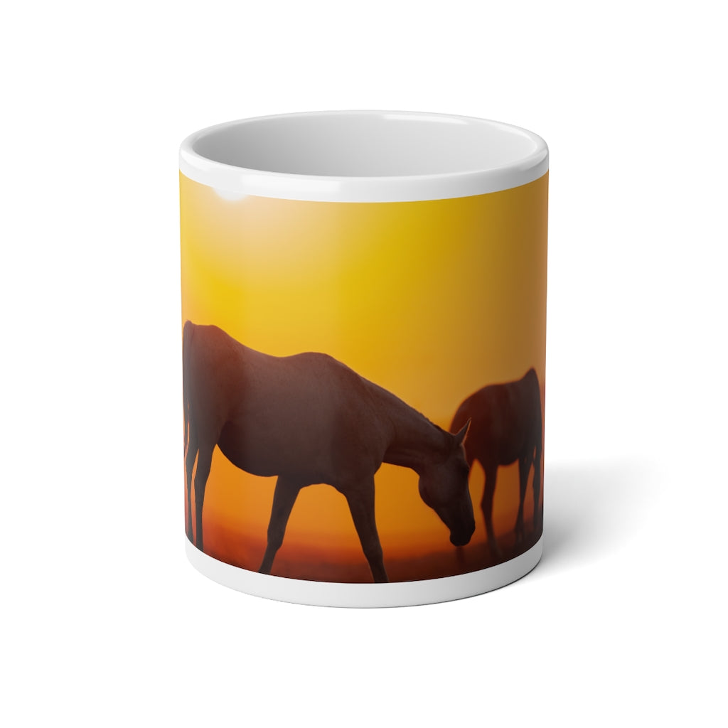 Horses at sunset Jumbo Mug, 20oz