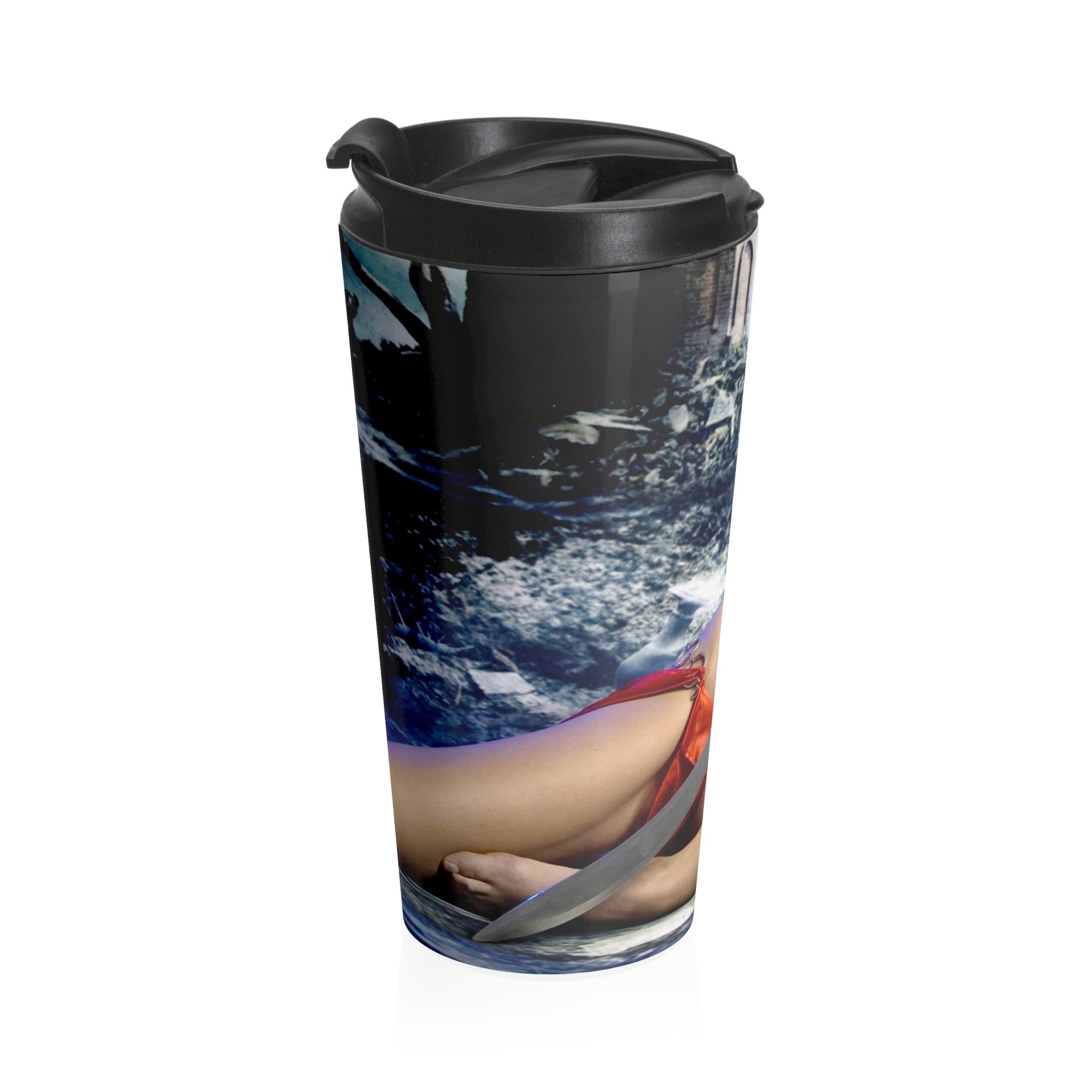 Sword Warrior Girl Stainless Steel Travel Mug