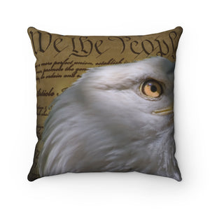 usa flag and bald eagle Spun Polyester Square Pillow