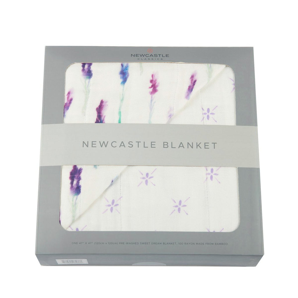Lavender and Watercolor Star Bamboo Muslin Newcastle Blanket