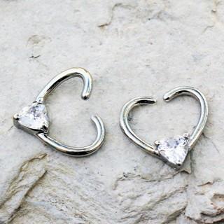 316L Stainless Steel Jeweled Heart Shaped Seamless Ring