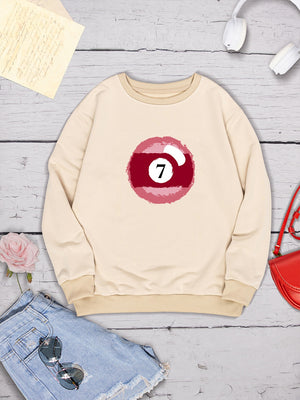 Billiard Graphic Round Neck Sweatshirt