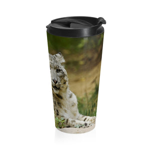 Snow Leopard Family  Stainless Steel Travel Mug