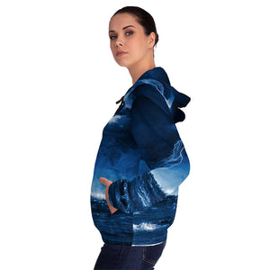Stormy night at sea Women’s Full-Zip Hoodie (AOP)