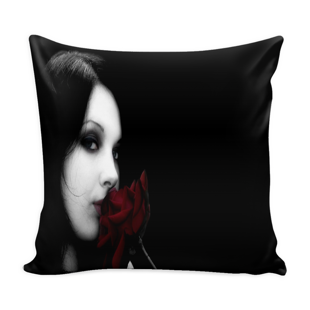Sexy Gothic Woman with Roses pillow cover